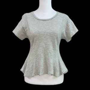 Lush Women’s Short Sleeve Striped Peplum Blouse Size S Black White